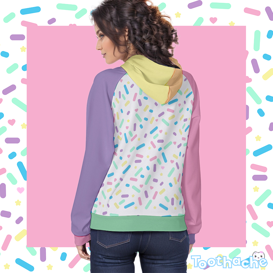 Sprinkle Party - Vanilla Raglan Pullover Hoodie