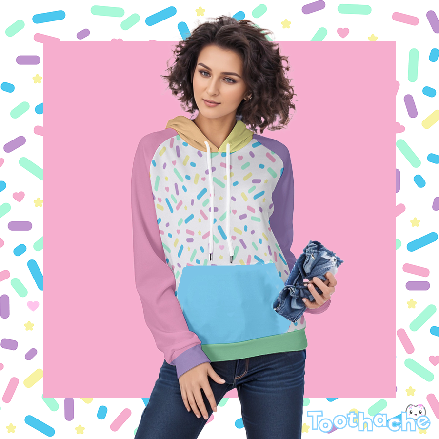Sprinkle Party - Vanilla Raglan Pullover Hoodie