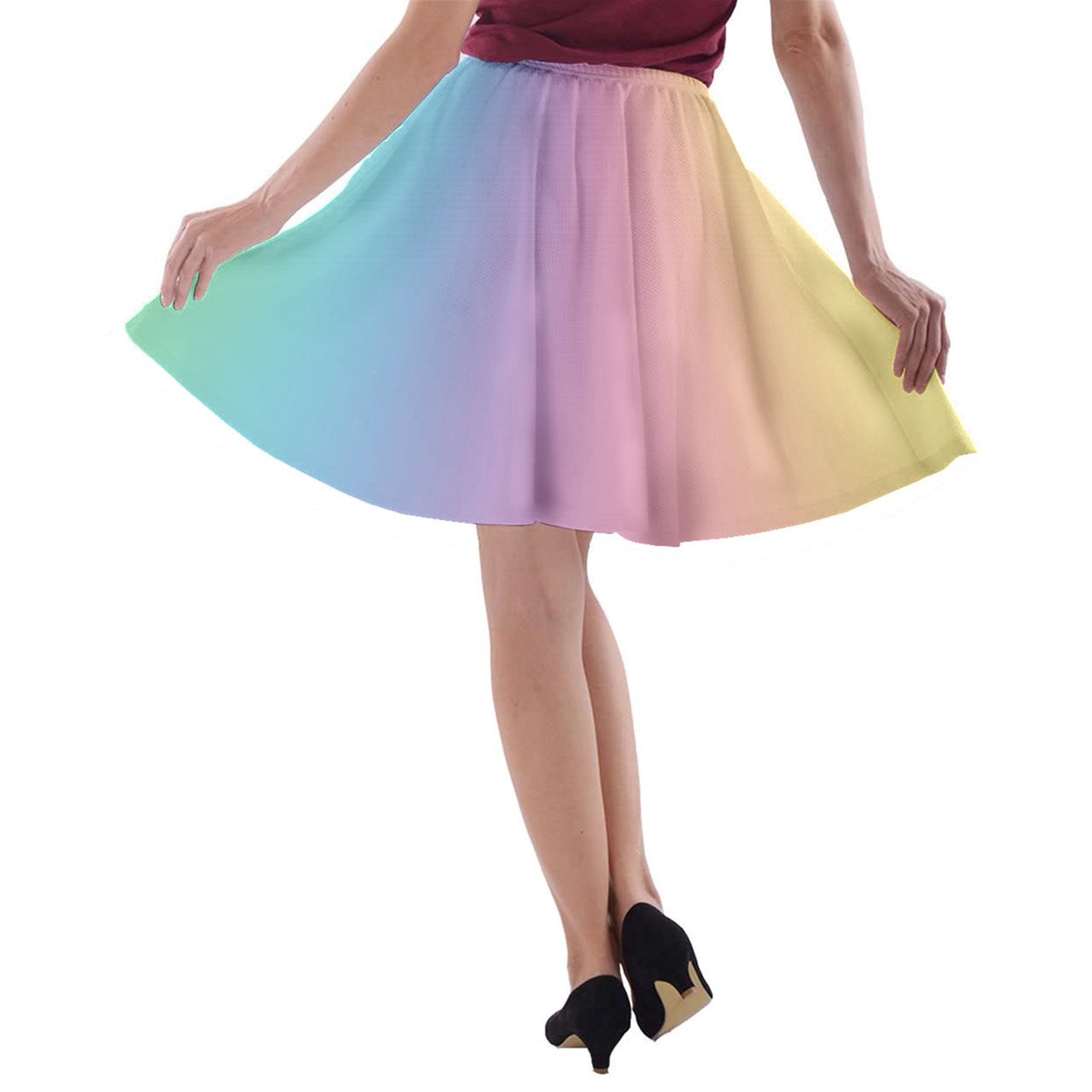 Pastel Rainbow A Line Skater Skirt