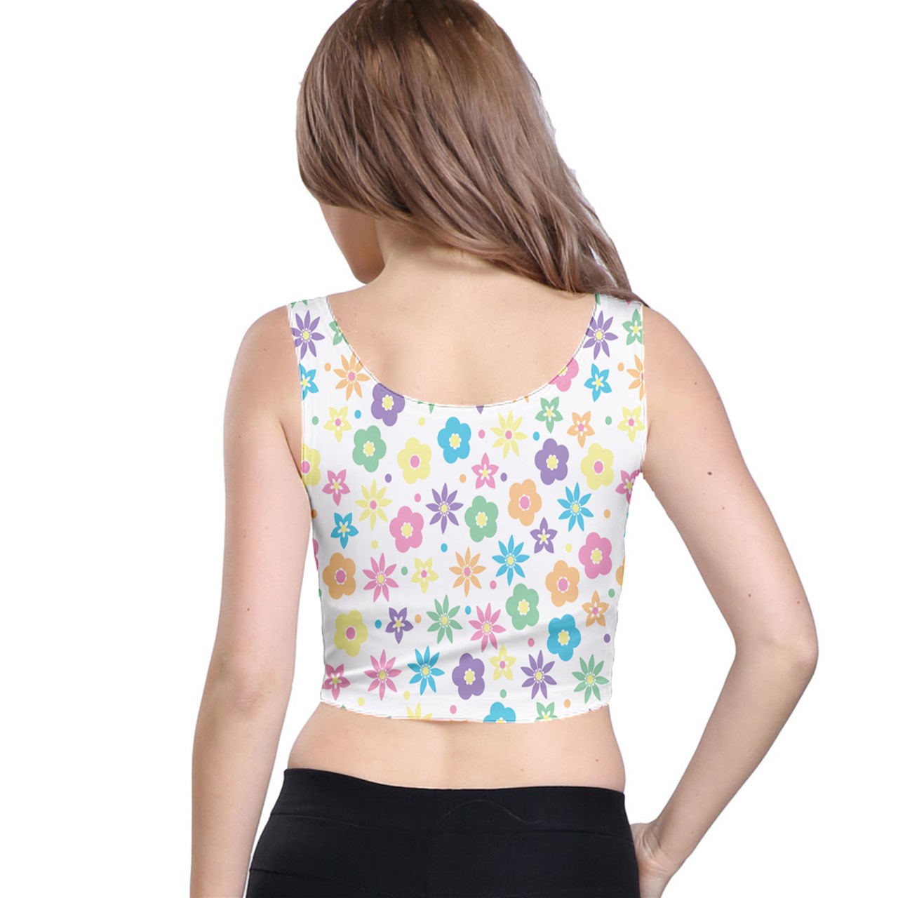 Retro Flowers - White Crop Tank Top