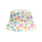 Retro Flowers Bucket Hat - White