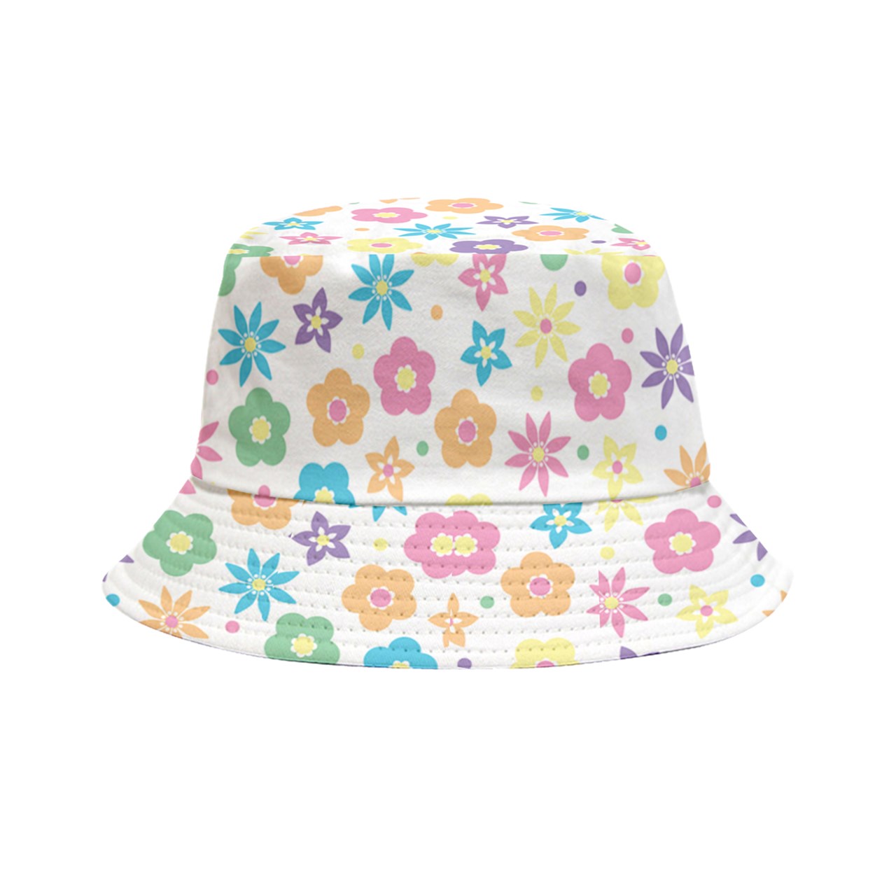 Retro Flowers Bucket Hat - White