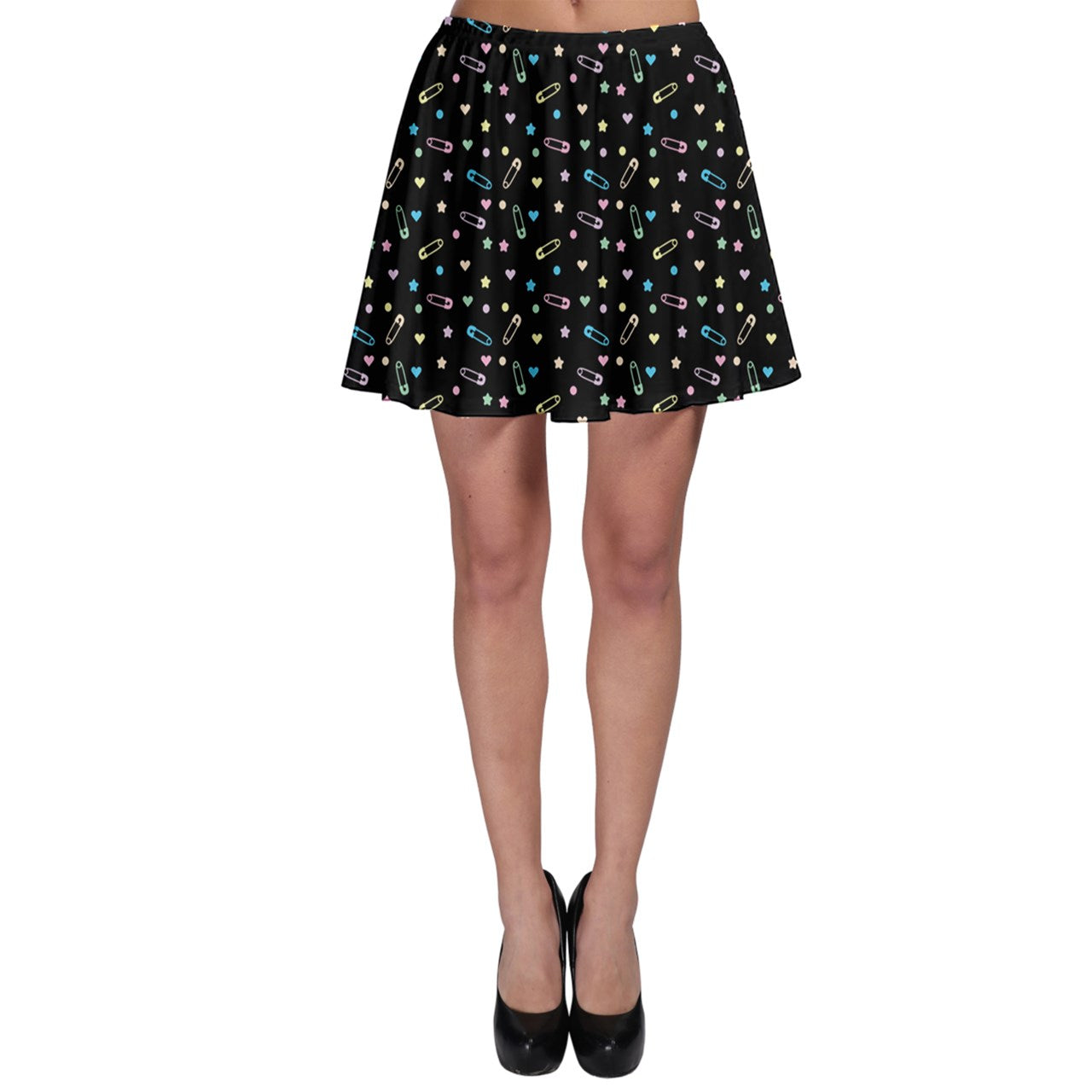 Block and Pink Skater Skirt - Black