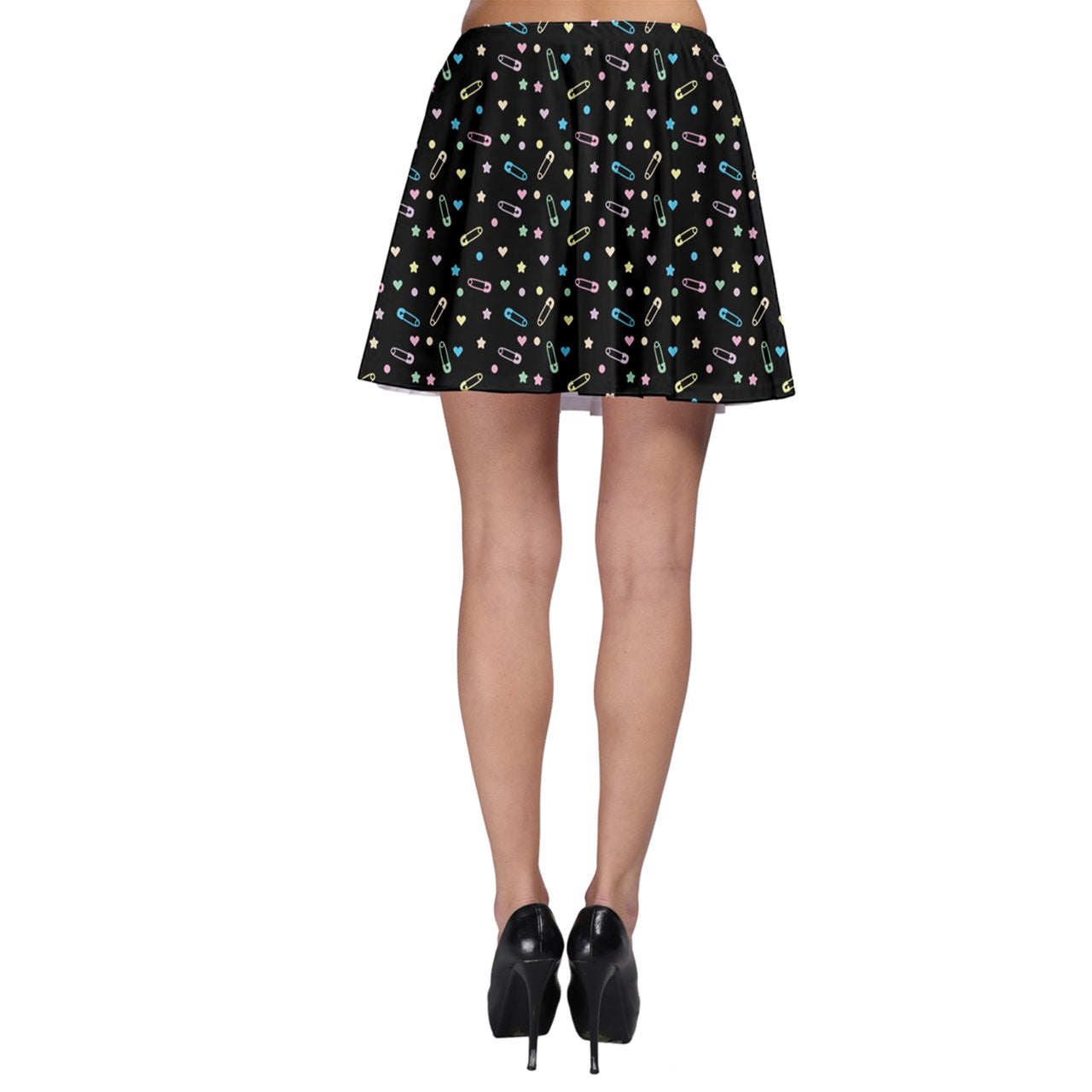 Block and Pink Skater Skirt - Black