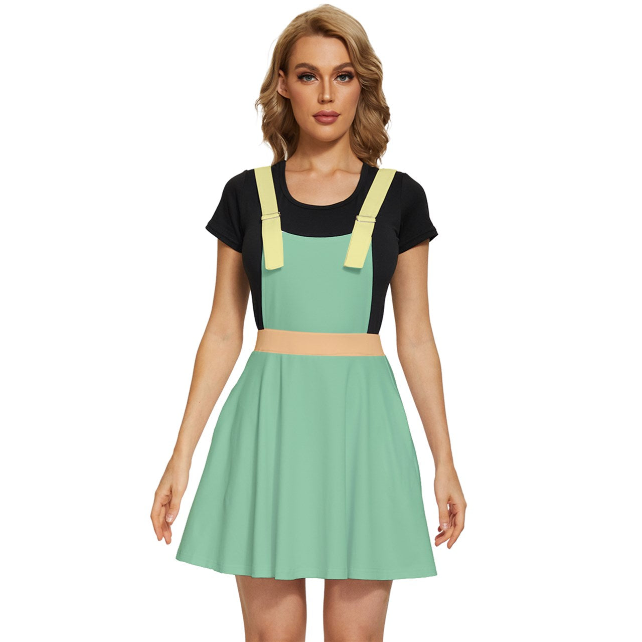 Toothache Basics Color Block Apron Dress - Green