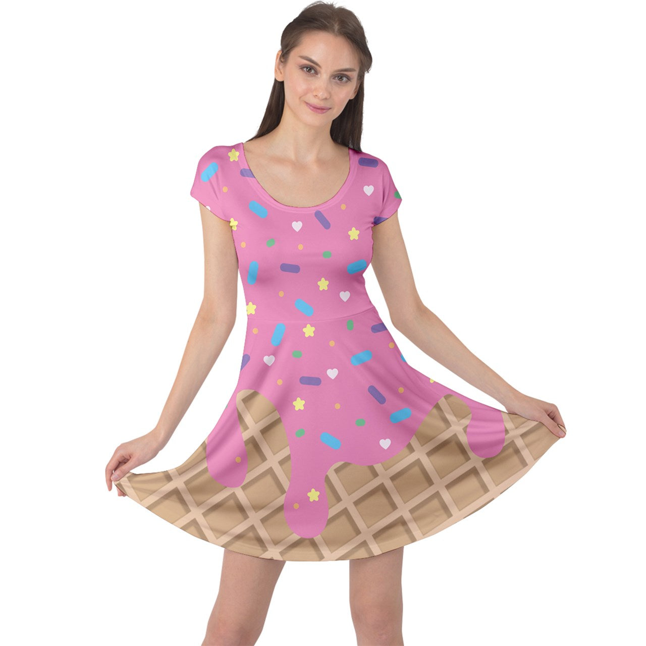 Melting Ice Cream Capped Sleeve Dress