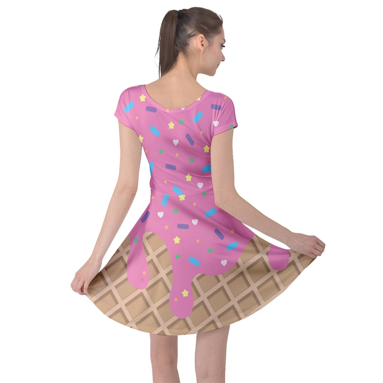 Melting Ice Cream Capped Sleeve Dress