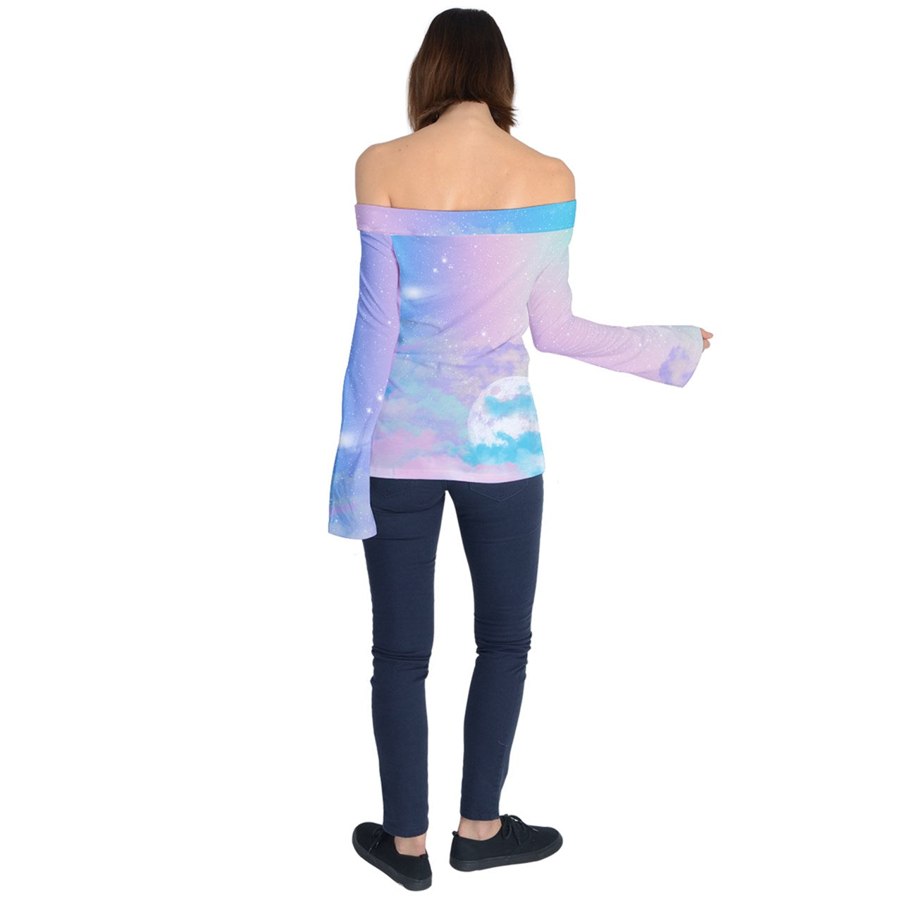 pastel night sky Off Shoulder Long Sleeve Top