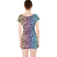 90's Leopard Print Short Sleeve Bodycon Dress - Dark Short Sleeve Bodycon Dress
