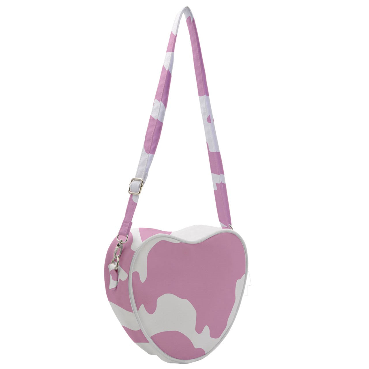 Cow Print Heart Shoulder Bag - Pink