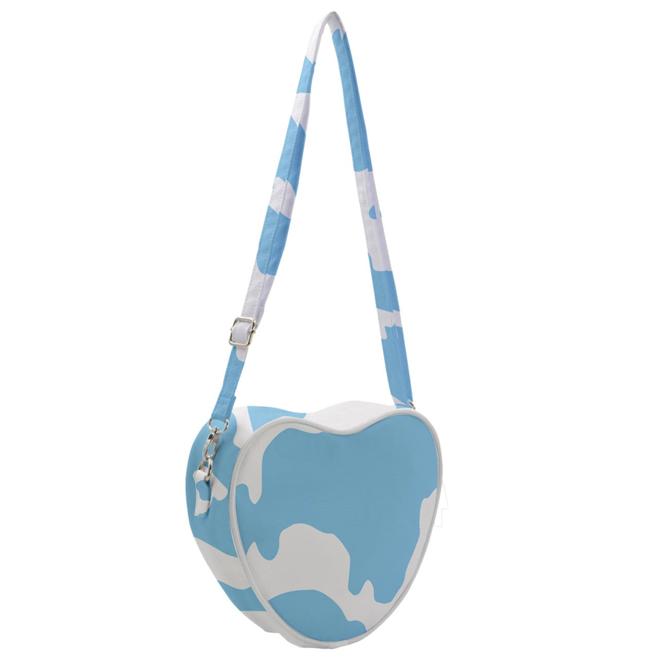 Cow Print Heart Shoulder Bag - Blue