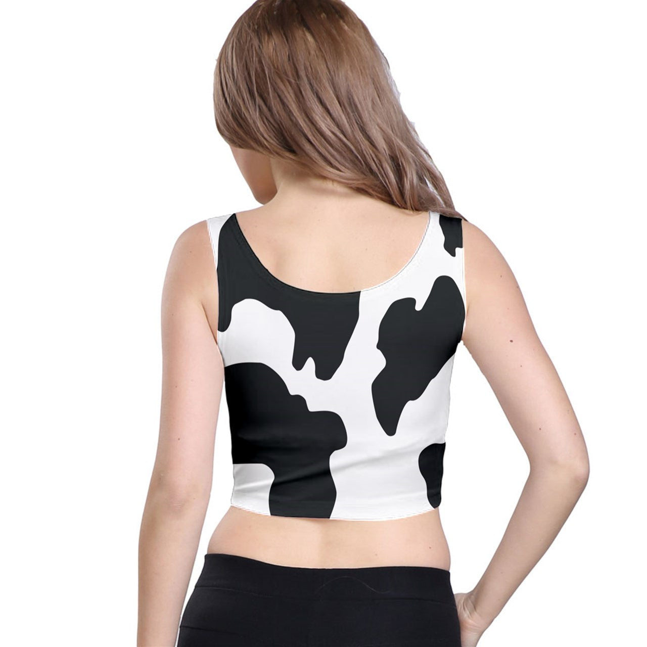 Cow Print Crop Top Tank - Black