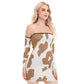Cow Print Off-shoulder Lace-up Dress - Brown
