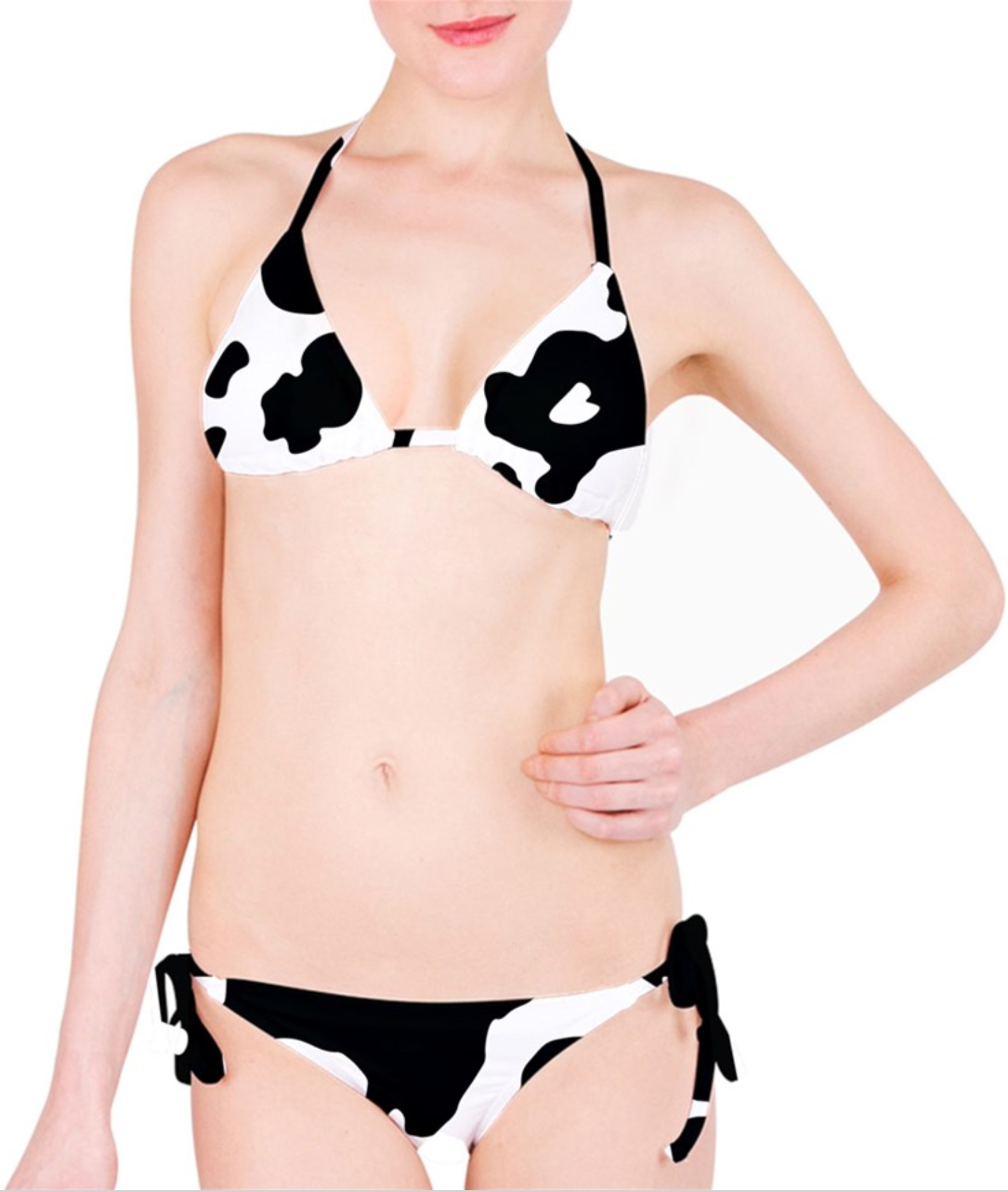 Cow Print Classic Bikini Set in Black