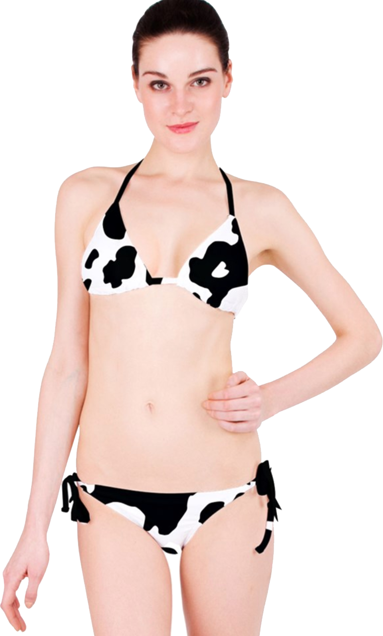 Cow Print Classic Bikini Set in Black