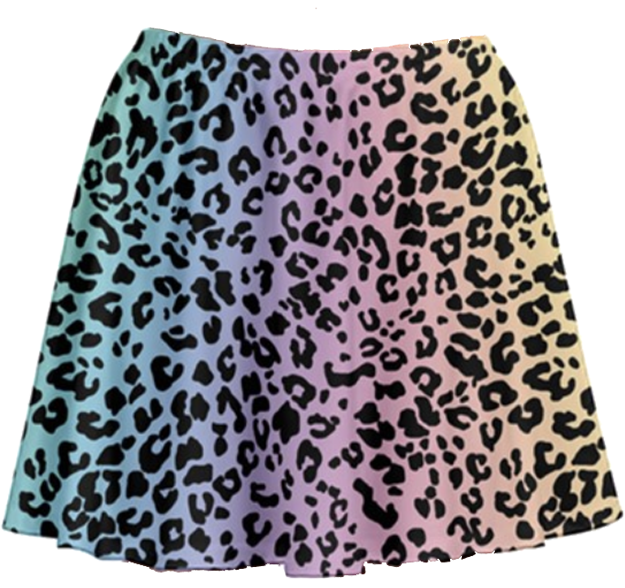 Leopard Print Skater Skirt - Black Spots on Rainbow