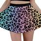Leopard Print Mini Skirt - Black Spots on Rainbow