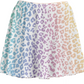 Leopard Print Skater Skirt - Rainbow Spots on White