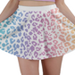 90's Style Leopard Print Mini Skirt - Rainbow Spots on White