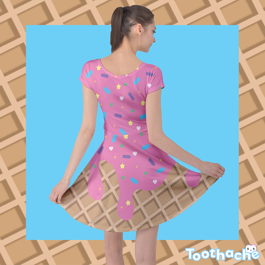 Melting Ice Cream Capped Sleeve Dress