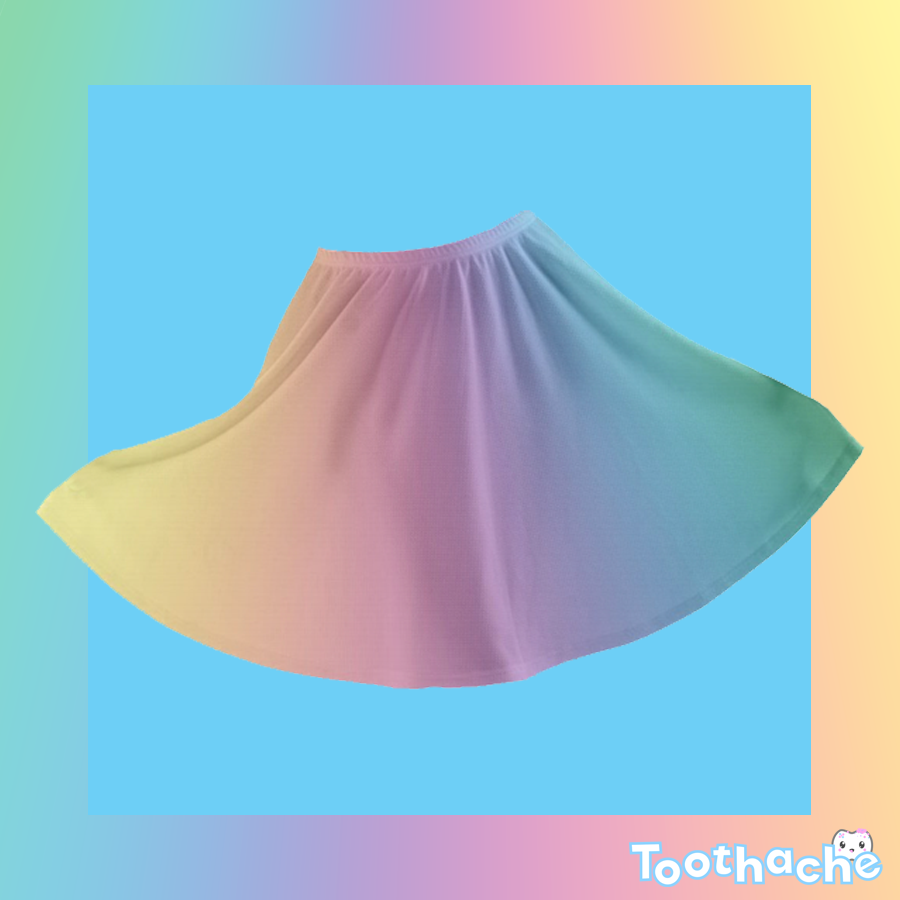 Pastel Rainbow A Line Skater Skirt