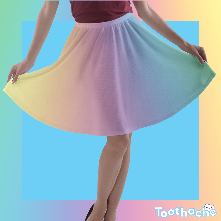 Pastel Rainbow A Line Skater Skirt