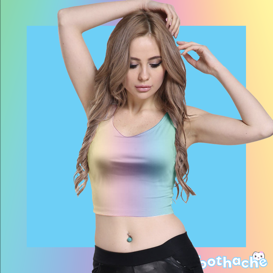 Pastel Rainbow Crop Tank Top