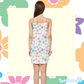 Retro Flowers Summer Tie Front Dress - White with Pink Tie