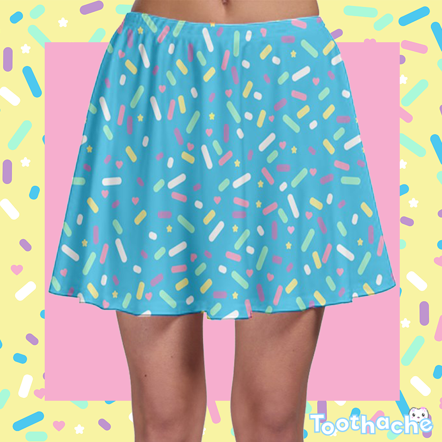 Sprinkle Party Skater Skirt - Blueberry