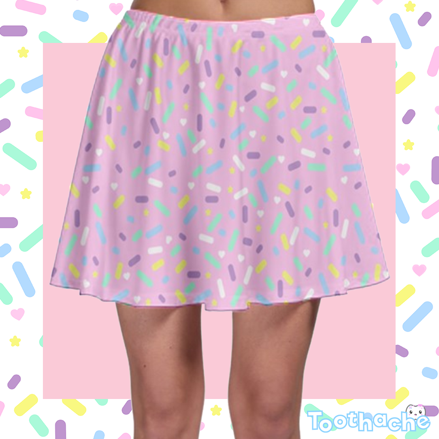 Sprinkle Party Skater Skirt - Strawberry