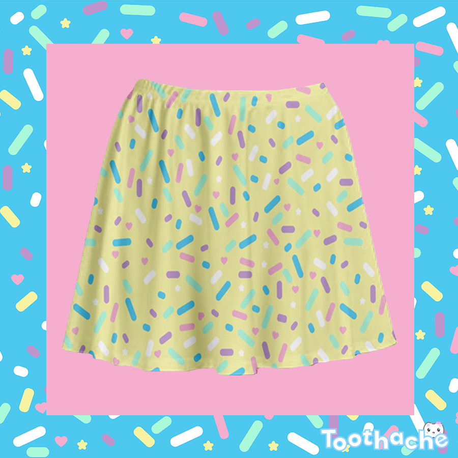 Sprinkle Party Skater Skirt - Lemon Cake