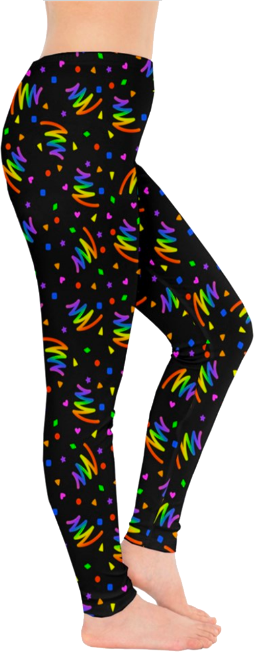 Neon Bold Bowling Alley Vibes Leggings in Black