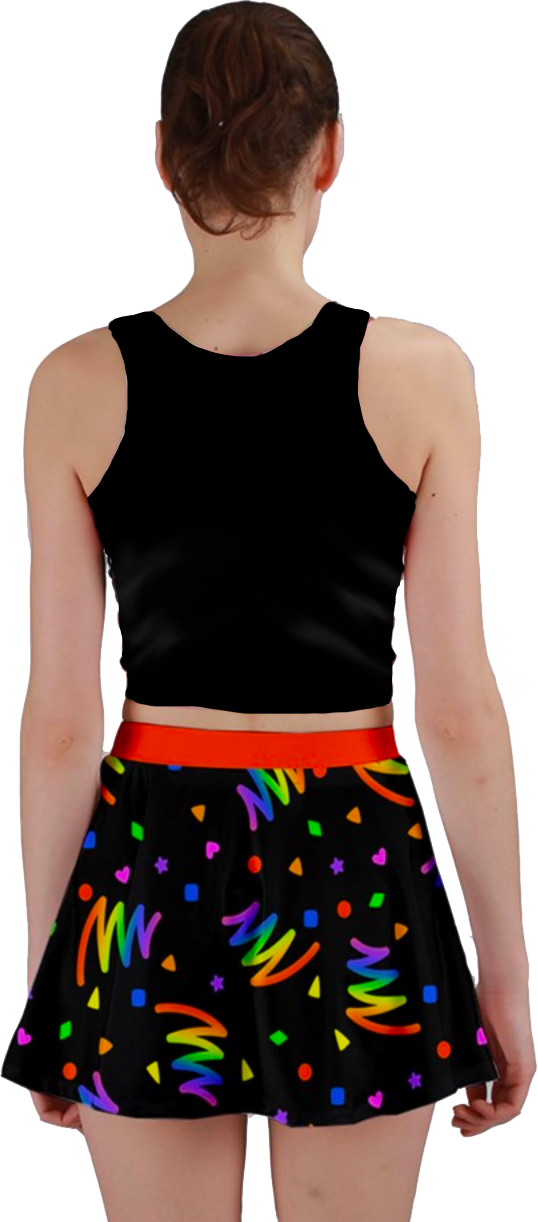 Neon Bold Bowling Alley Vibes Mini Skirt in Black