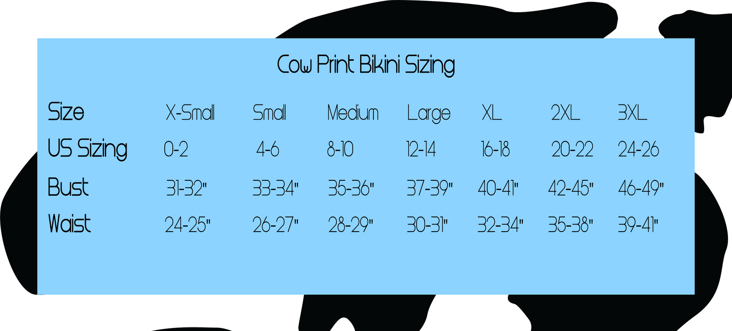 Cow Print Classic Bikini Top - Black