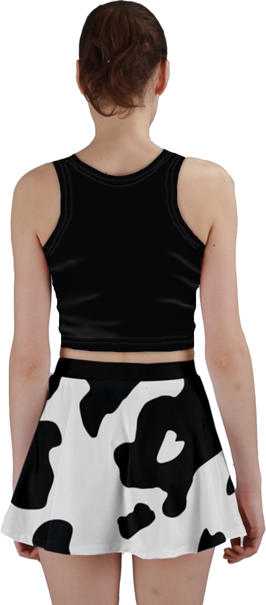 Cow Print Mini Skirt -Black