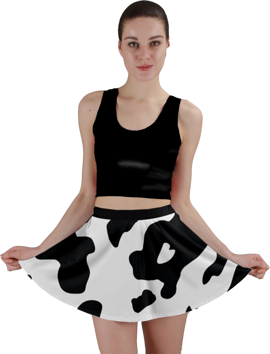 Cow Print Mini Skirt -Black