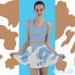 Cow Print Mini Skirt -Blue