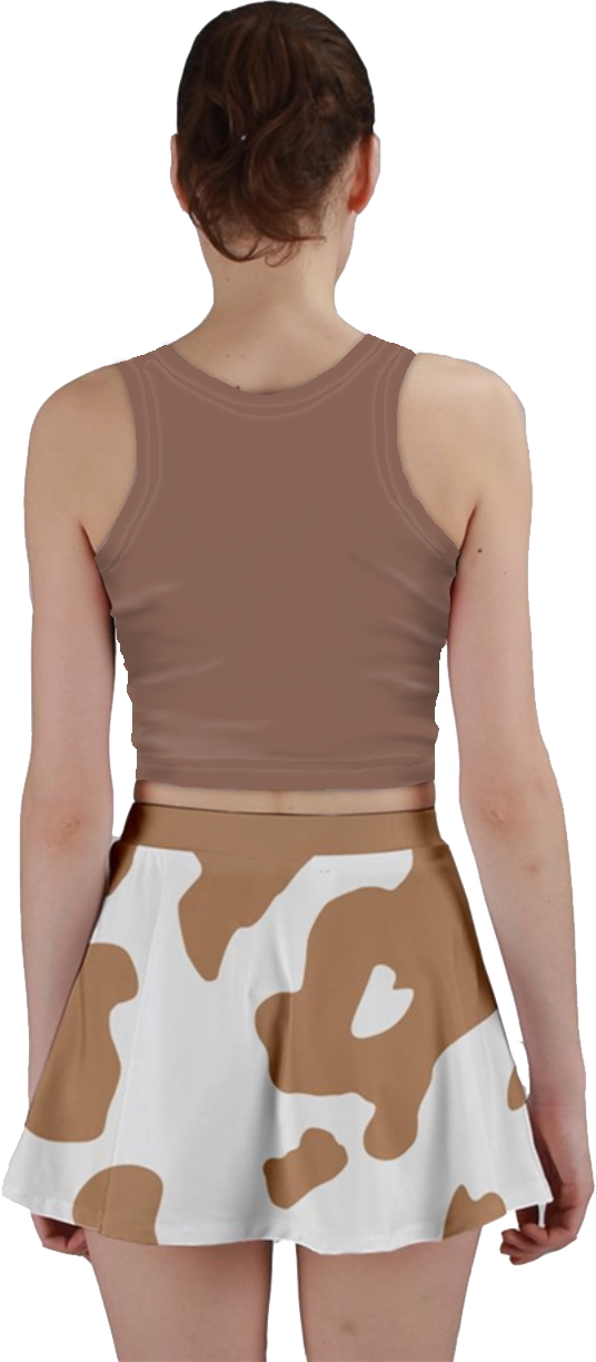Cow Print Mini Skirt -Brown