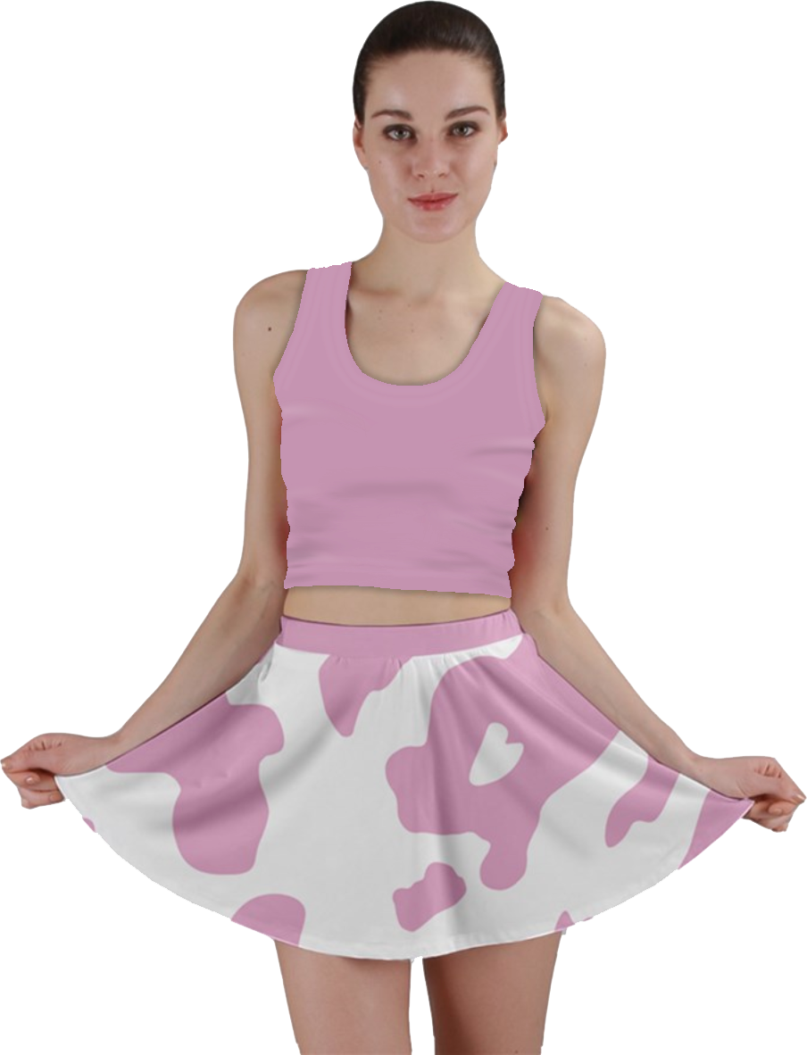 Pink cow print clearance skirt and top