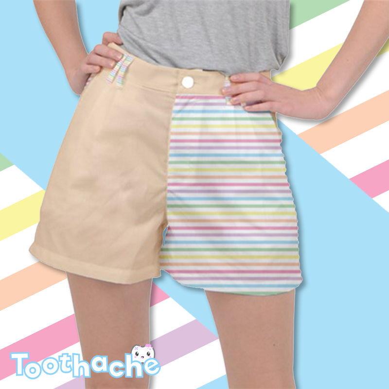 Pastel Rainbow Stripes Shorts