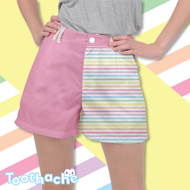 Pastel Rainbow Stripes Shorts