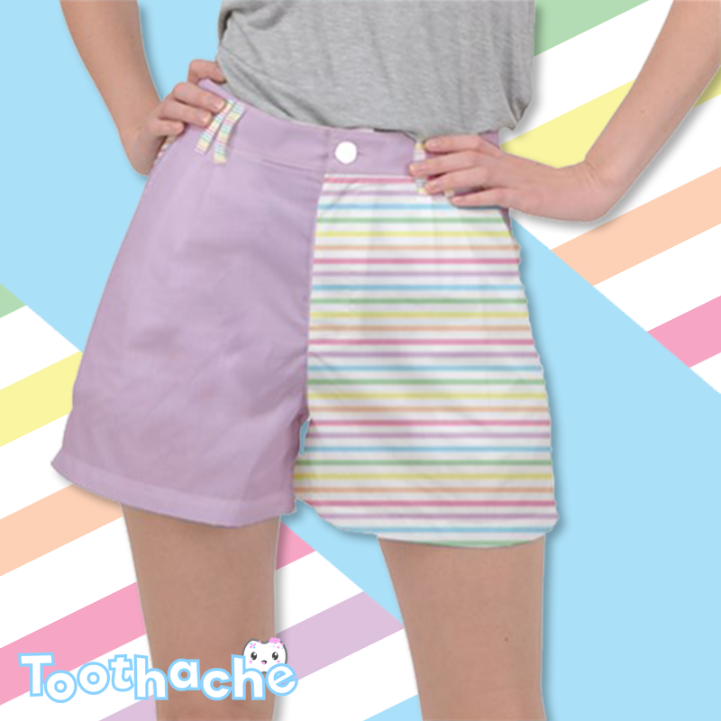 Pastel Rainbow Stripes Shorts