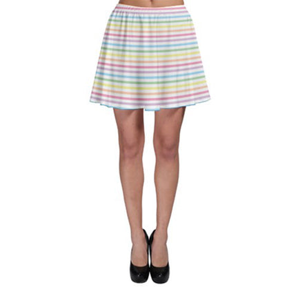 Pastel Rainbow Stripes Skater Skirt