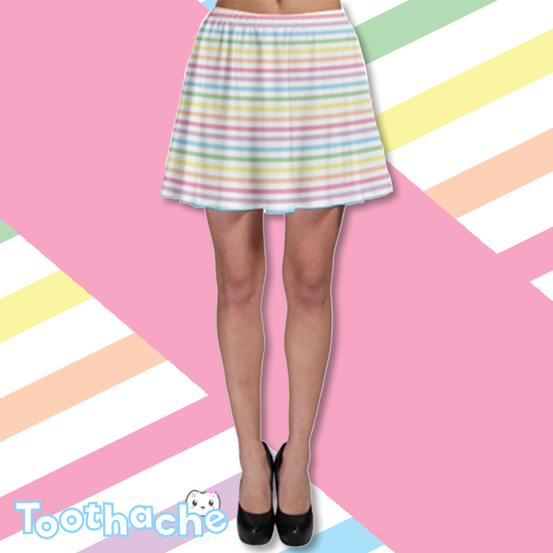 Pastel Rainbow Stripes Skater Skirt